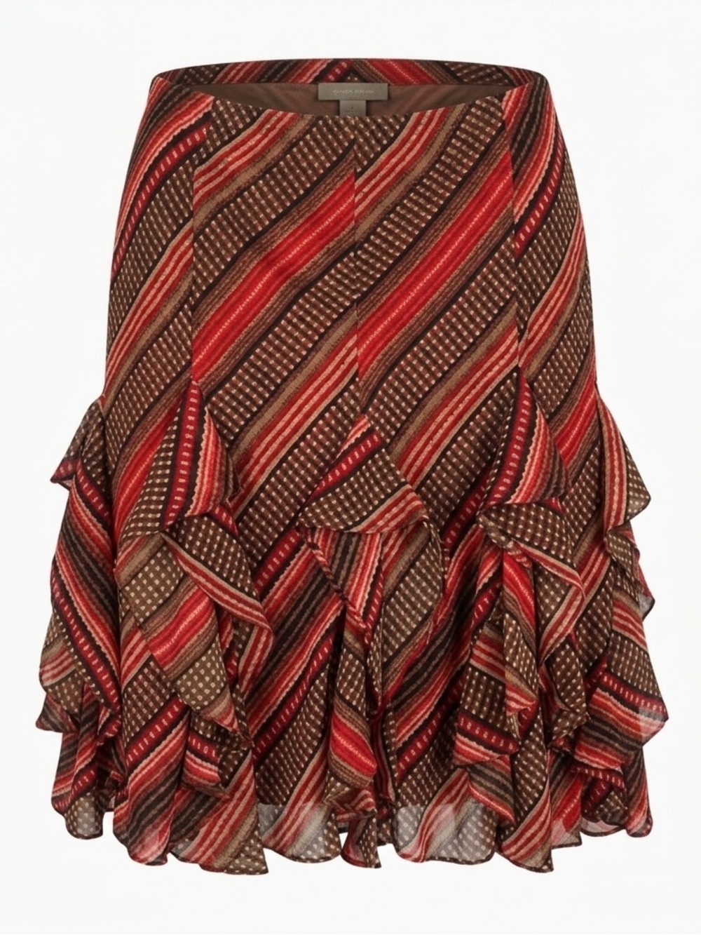 NWT LRL Ruffle Frilly Skirt Red Brown Boho Peasant Romantic Ethereal Small